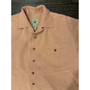 Joe Marlin Mens Hawaiian Camp Aloha Shirt XL Light Peach Vaca Beach